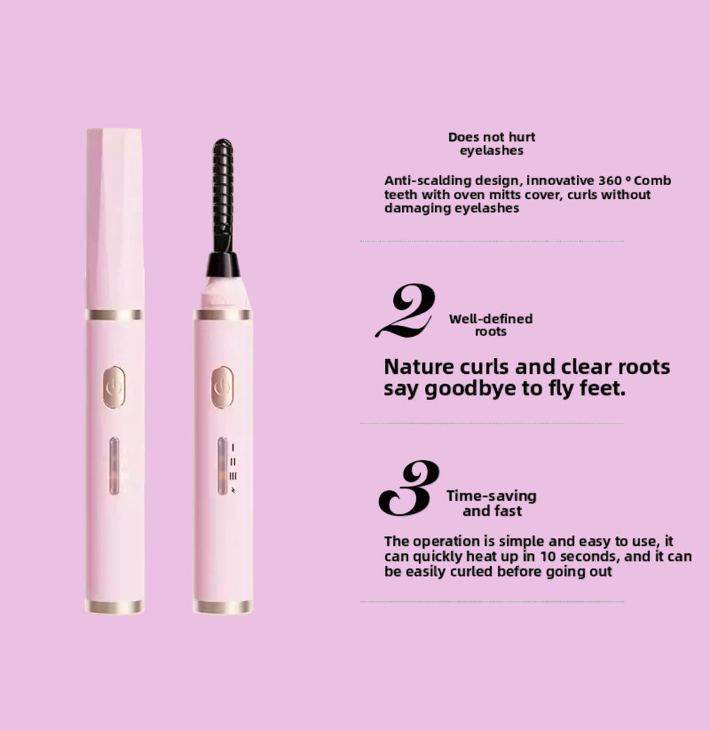 Portable heated eyelash curler