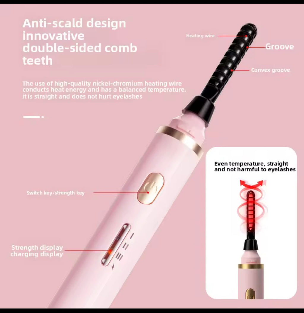 Portable heated eyelash curler
